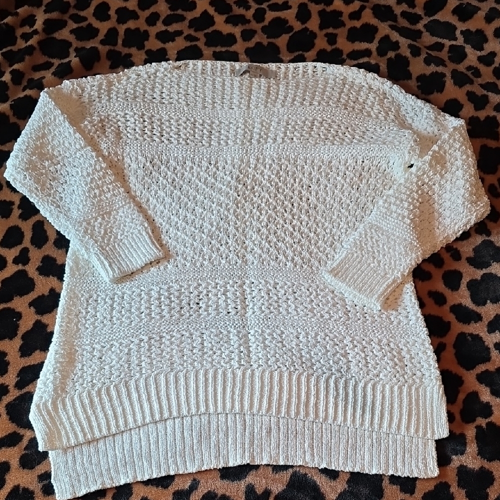 LOFT Ivory Open-knit Sweater Sz Sm
